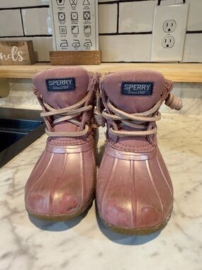 Sperry Pink Kids Waterproof Duck Boots